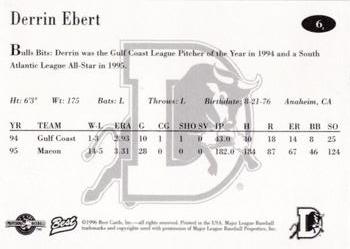 1996 Best Durham Bulls Blue #6 Derrin Ebert Back