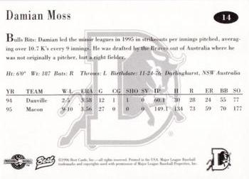 1996 Best Durham Bulls Blue #14 Damian Moss Back