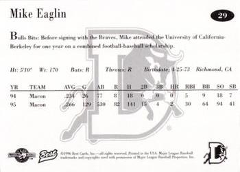 1996 Best Durham Bulls Blue #29 Mike Eaglin Back