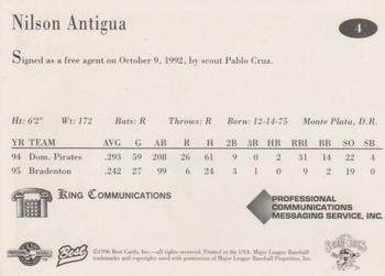1996 Best Erie SeaWolves #4 Nilson Antigua Back