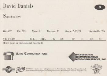 1996 Best Erie SeaWolves #9 David Daniels Back
