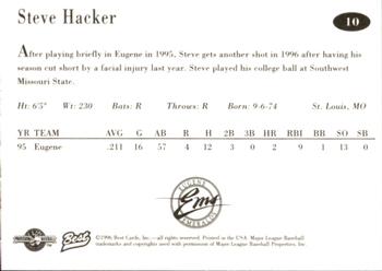 1996 Best Eugene Emeralds #10 Steve Hacker Back