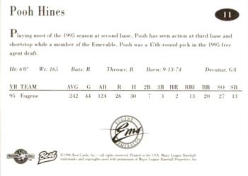 1996 Best Eugene Emeralds #11 Pooh Hines Back