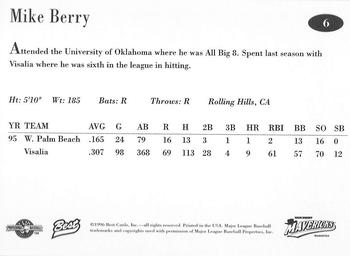 1996 Best High Desert Mavericks #6 Mike Berry Back