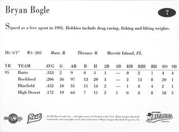 1996 Best High Desert Mavericks #7 Bryan Bogle Back