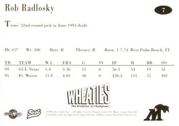 1996 Best Fort Myers Miracle #7 Rob Radlosky Back
