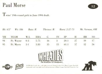 1996 Best Fort Myers Miracle #12 Paul Morse Back