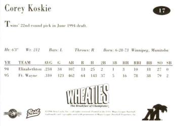 1996 Best Fort Myers Miracle #17 Corey Koskie Back