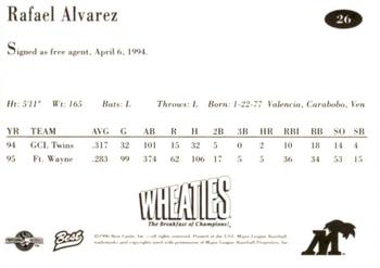 1996 Best Fort Myers Miracle #26 Rafael Alvarez Back