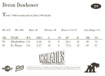 1996 Best Fort Myers Miracle #29 Deron Dowhower Back