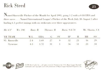 1996 Best Greenville Braves #25 Rick Steed Back