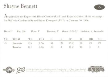 1996 Best Harrisburg Senators #6 Shayne Bennett Back