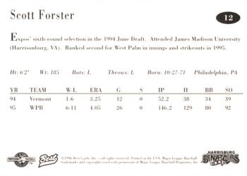 1996 Best Harrisburg Senators #12 Scott Forster Back