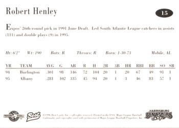 1996 Best Harrisburg Senators #15 Robert Henley Back