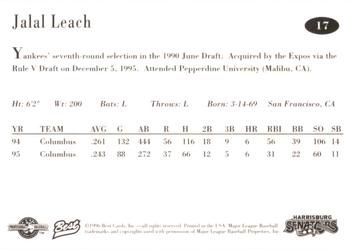 1996 Best Harrisburg Senators #17 Jalal Leach Back