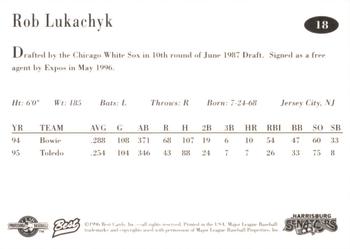 1996 Best Harrisburg Senators #18 Rob Lukachyk Back