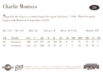 1996 Best Harrisburg Senators #20 Charlie Montoyo Back
