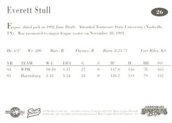 1996 Best Harrisburg Senators #26 Everett Stull Back