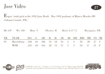 1996 Best Harrisburg Senators #27 Jose Vidro Back