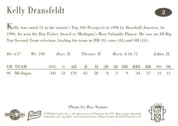1996 Best Hudson Valley Renegades #2 Kelly Dransfeldt Back