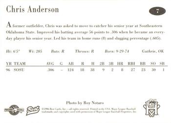 1996 Best Hudson Valley Renegades #7 Chris Anderson Back