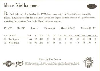 1996 Best Hudson Valley Renegades #14 Marc Niethammer Back