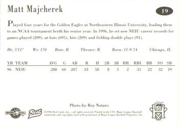 1996 Best Hudson Valley Renegades #19 Matt Majcherek Back