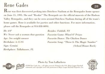 1996 Best Hudson Valley Renegades #28 Rene Gades Back