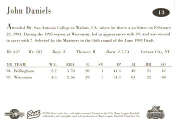 1996 Best Lancaster JetHawks #13 John Daniels Back