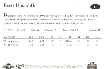 1996 Best Lancaster JetHawks #15 Brett Hinchliffe Back
