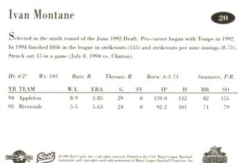 1996 Best Lancaster JetHawks #20 Ivan Montane Back