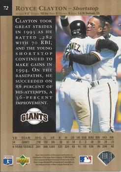1995 Upper Deck - Special Edition Gold #72 Royce Clayton Back