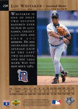 1995 Upper Deck - Special Edition Gold #230 Lou Whitaker Back