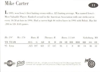 1996 Best Iowa Cubs #11 Mike Carter Back