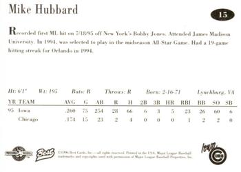 1996 Best Iowa Cubs #15 Mike Hubbard Back