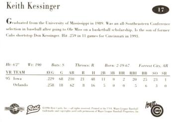 1996 Best Iowa Cubs #17 Keith Kessinger Back