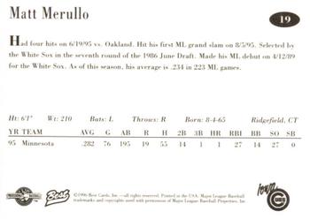 1996 Best Iowa Cubs #19 Matt Merullo Back