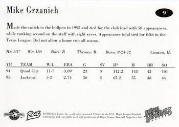 1996 Best Jackson Generals #9 Mike Grzanich Back