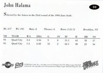 1996 Best Jackson Generals #10 John Halama Back