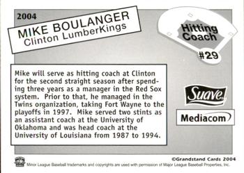 2004 Grandstand Clinton LumberKings #NNO Mike Boulanger Back