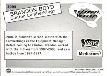 2004 Grandstand Clinton LumberKings #NNO Brandon Boyd Back