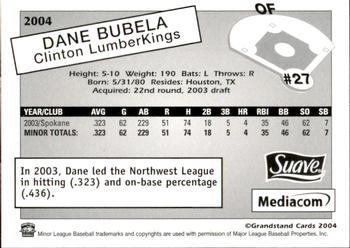 2004 Grandstand Clinton LumberKings #NNO Dane Bubela Back