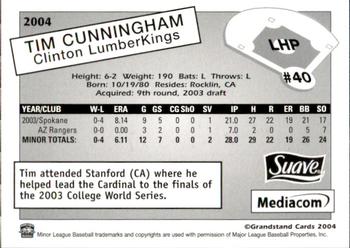 2004 Grandstand Clinton LumberKings #NNO Tim Cunningham Back