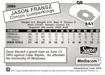 2004 Grandstand Clinton LumberKings #NNO Jason Fransz Back