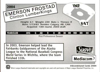 2004 Grandstand Clinton LumberKings #NNO Emerson Frostad Back