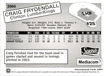 2004 Grandstand Clinton LumberKings #NNO Craig Frydendall Back