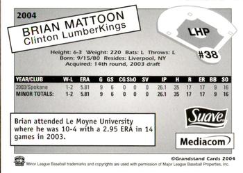2004 Grandstand Clinton LumberKings #NNO Brian Mattoon Back