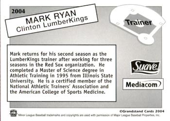 2004 Grandstand Clinton LumberKings #NNO Mark Ryan Back
