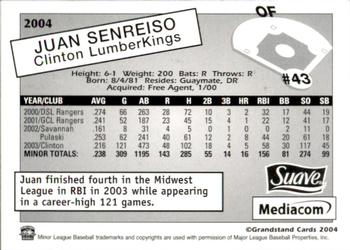 2004 Grandstand Clinton LumberKings #NNO Juan Senreiso Back