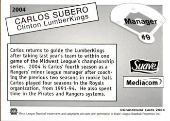 2004 Grandstand Clinton LumberKings #NNO Carlos Subero Back